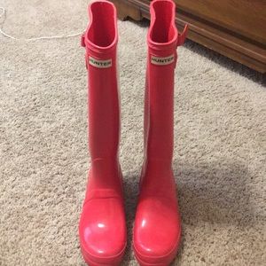 Tall coral hunter rain boots